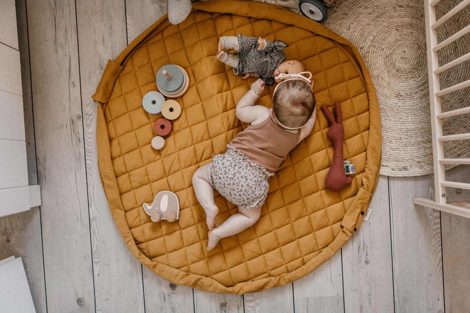 Tapis de jeu et de rangement - Soft organic - Mustard Chai Tea - Play and Go – Image 30