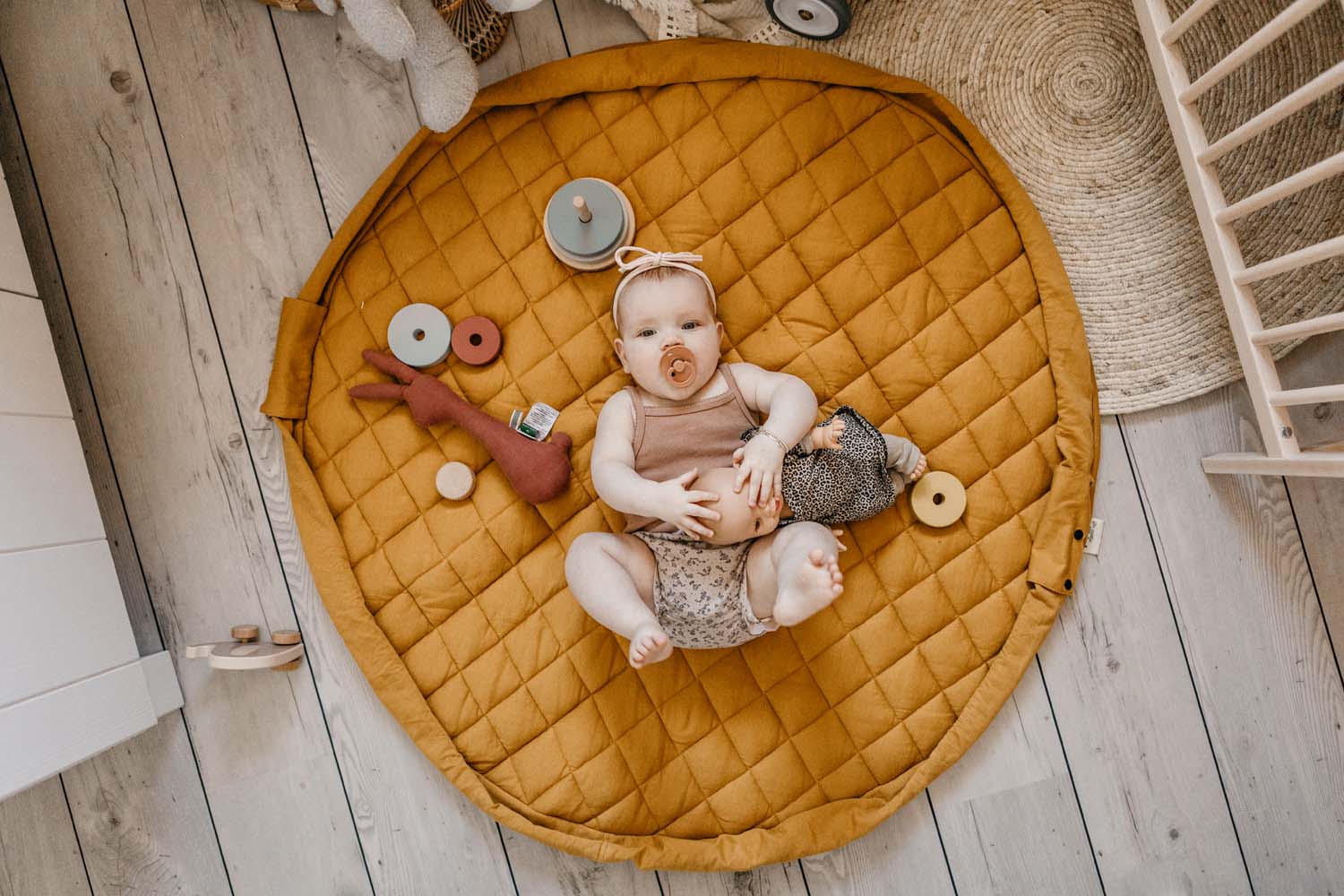 Tapis de jeu et de rangement - Soft organic - Mustard Chai Tea - Play and Go – Image 32