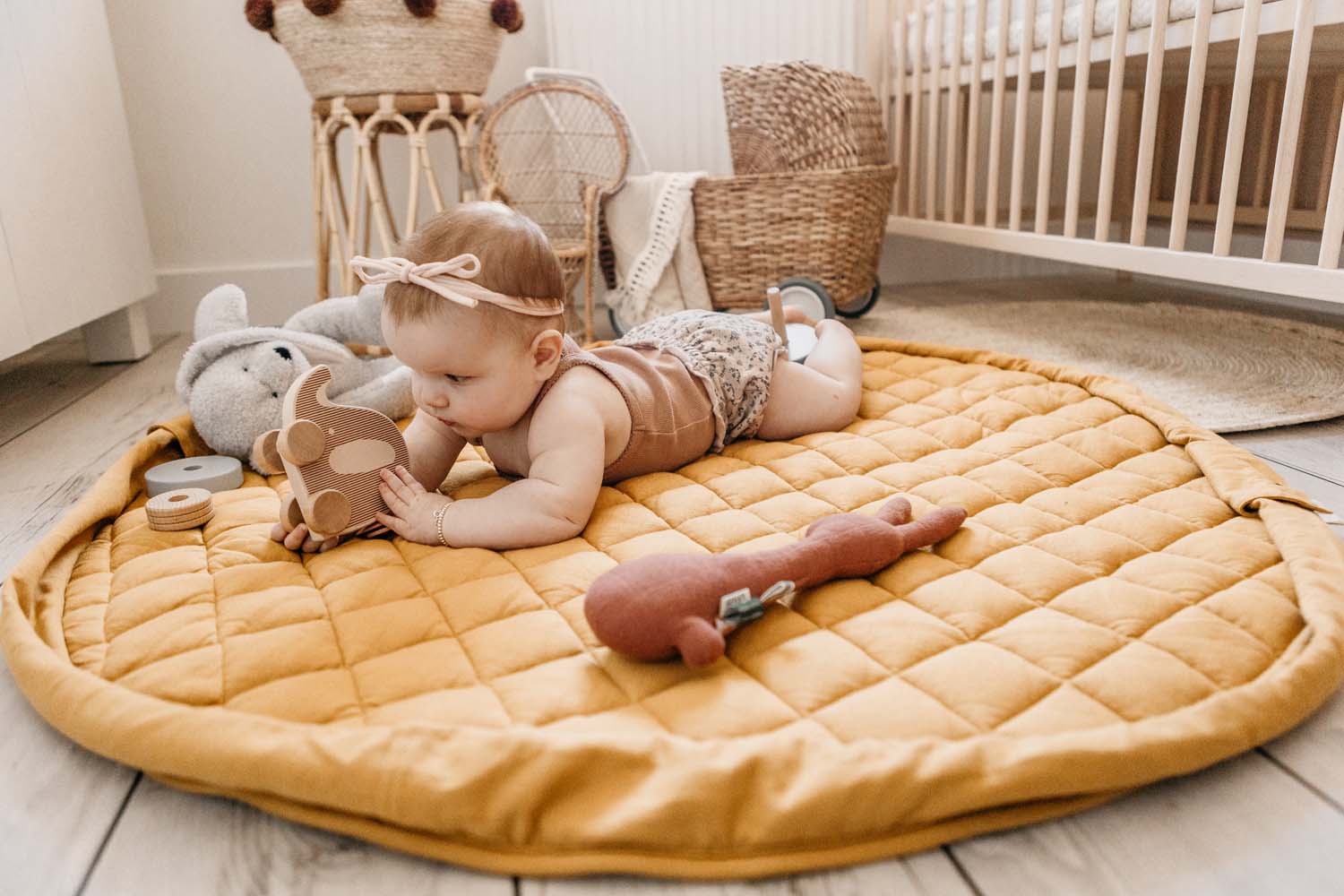 Tapis de jeu et de rangement - Soft organic - Mustard Chai Tea - Play and Go – Image 34